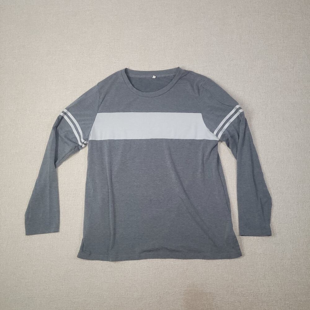 Heather Gray Long Sleeve Tee with White Chest Stripe